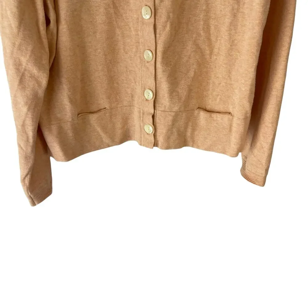 J. Jill Women's Size Large Light Orange Button Cardigan Sweater - Picture 3 of 9